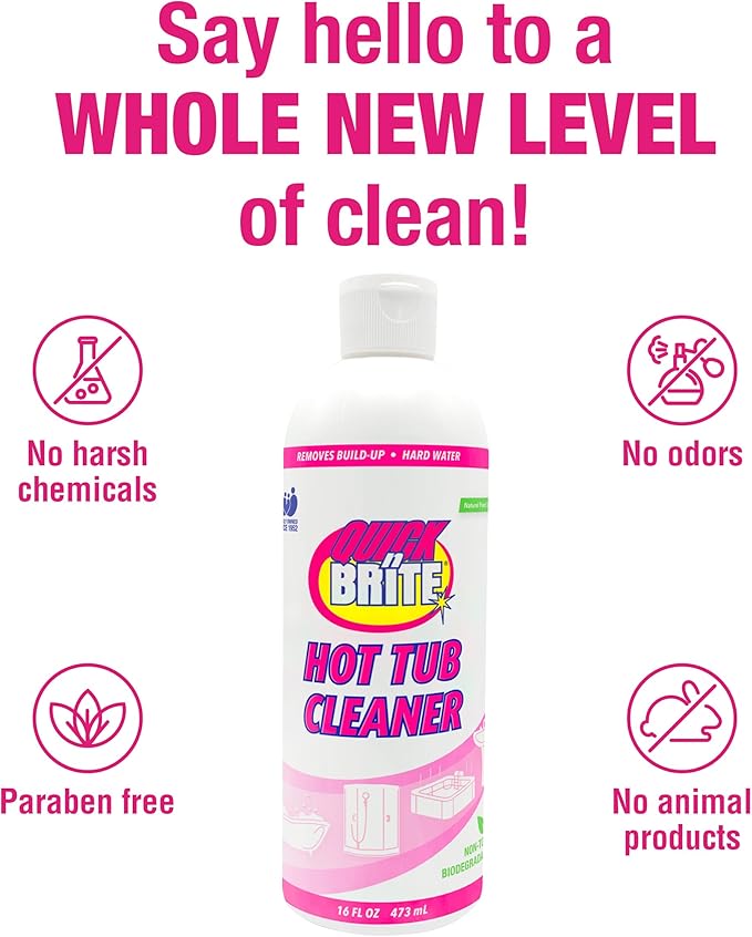 Quick N Brite Heavy Duty Hot Tub Cleaner Kit - Non-abrasive Cleaning Gel with Sponge and Cloth, 16 oz. (Packaging May Vary)