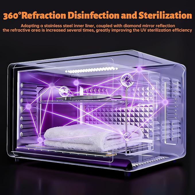 CENOZ U V Sterilizer for Esthetician, 24L Nail Dryer & Cleaning Cabinet with 72-Hour Keep-Clean Storage, Multi-Functional Drying, Keeps Tools Clean for Barbers, Nail Studio, Beauty Salon, Spa & Home