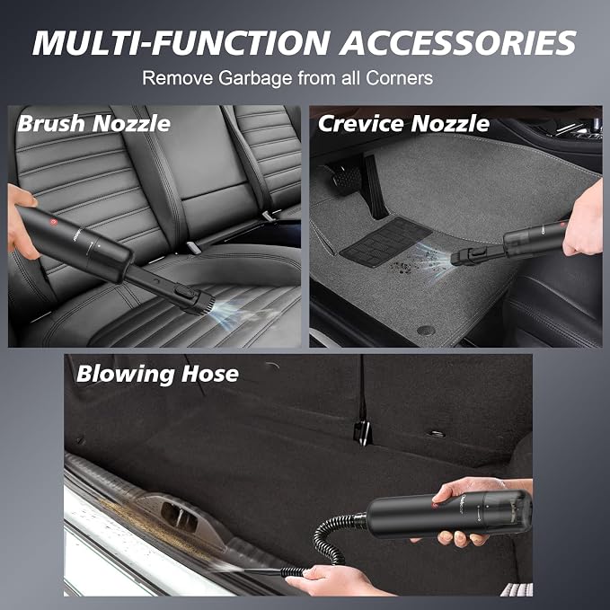 Chuboor Mini Vacuum, Powerful Car Vacuum Cordless Rechargeable, Small Dust Buster for Dust, Sand, Crumbs, Ultra-Light Portable Vacuum for Home, Car, Hand Held Vacuum PB10