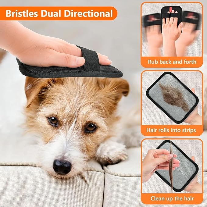 4 PCS Dog Hair Remover, Electrostatic Pet Hair Removal Gloves, Reusable Dog Hair Remover for Couch, Furniture, Carpet, Curtain, Upgraded Animal Fur Removal Tool, Cat Grooming Gloves