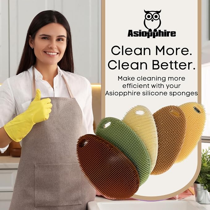 Silicone Dish Scrubber Set of 5 | Reusable Silicone Sponges for Dishes | BPA-Free Food Grade Kitchen Scrubbers | Non-Scratch for Dishes, Pots, Pans & Household Cleaning [Fall]