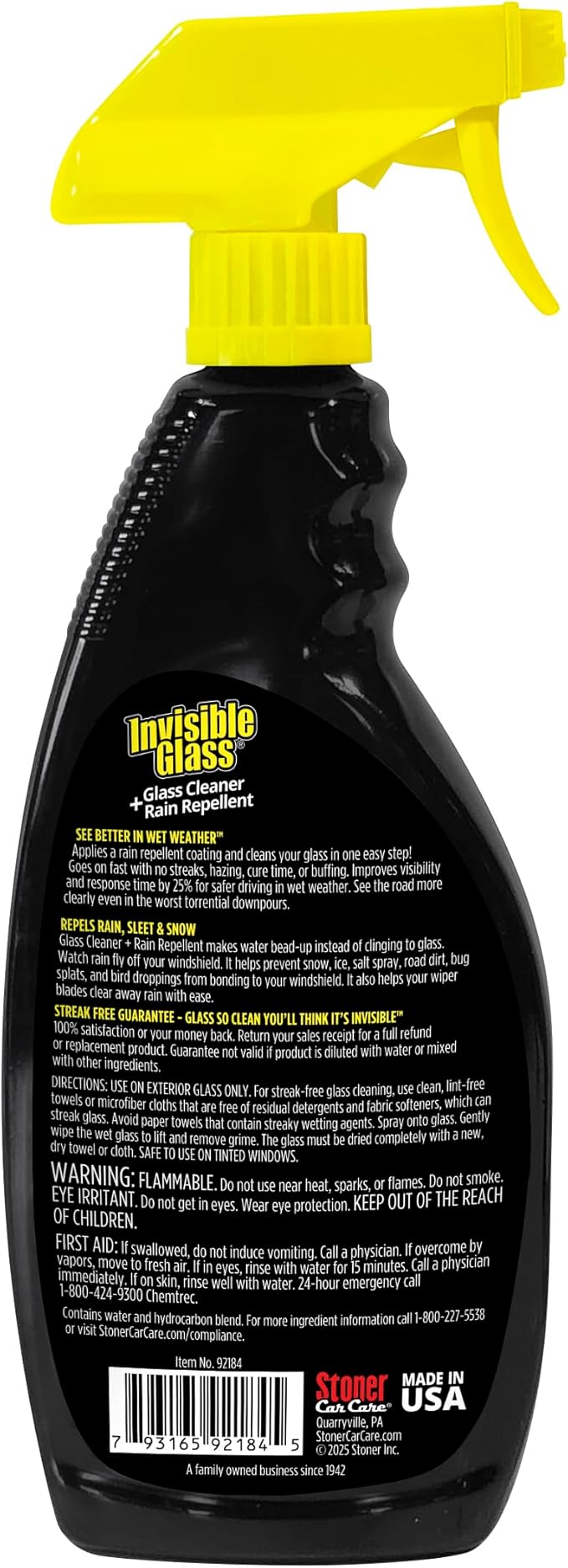 Invisible Glass 92184-3PK Glass Cleaner + Rain Repellent 2-in-1 Windshield and Window Spray, Cleans Auto Glass, Repels Rain, Sleet, Snow, Improves Wet Weather Visibility – 22 fl oz (Pack of 3)