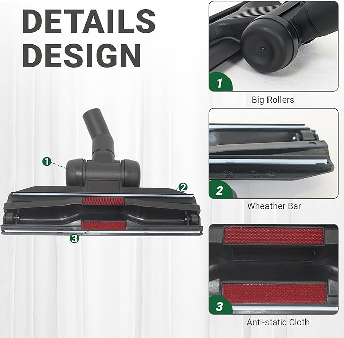 EZ SPARES Ultra-Thin 2cm Vacuum Brush Head – 1.25 Inch (32mm) Universal Replacement for Cleaning Under Bed & Furniture, Compatible with Hoover, Bissell, Eureka, Royal, Dirt Devil, Rainbow