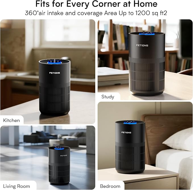 Air Purifiers for Bedroom Home up to 1200Ft²,HEPA Air Purifier for Home | with Sleep Mode, 3 Speeds, Timer, Aroma Function,Safety Child Lock