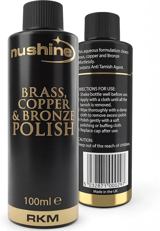 Nushine Brass, Copper & Bronze Polish 3.4 Oz - Ecofriendly, Solvent Free & Contains Anti Tarnish Agent to delay Future Tarnish