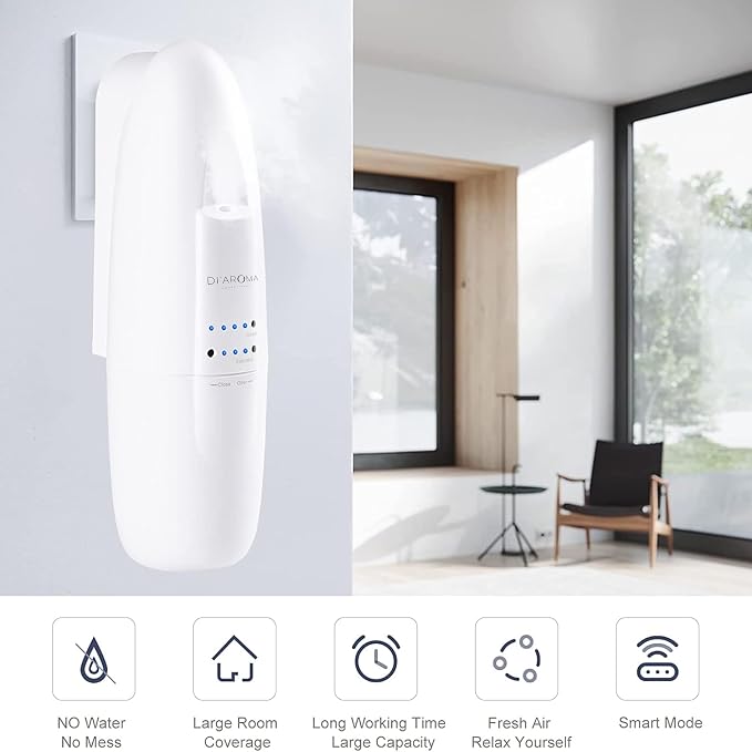 Di’Aroma Smart Plug-in Aroma Diffuser – Silent Waterless Scent System for Home & Office, Luxury Cold-Air Nebulizing Fragrance Machine, Covers Up to 500 Sq Ft (Black)