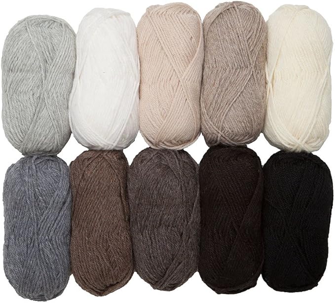 Knit Picks Wool of The Andes Neutral Multi Pack 100% Wool Worsted Weight Yarn Pack (10 Balls - Neutral)