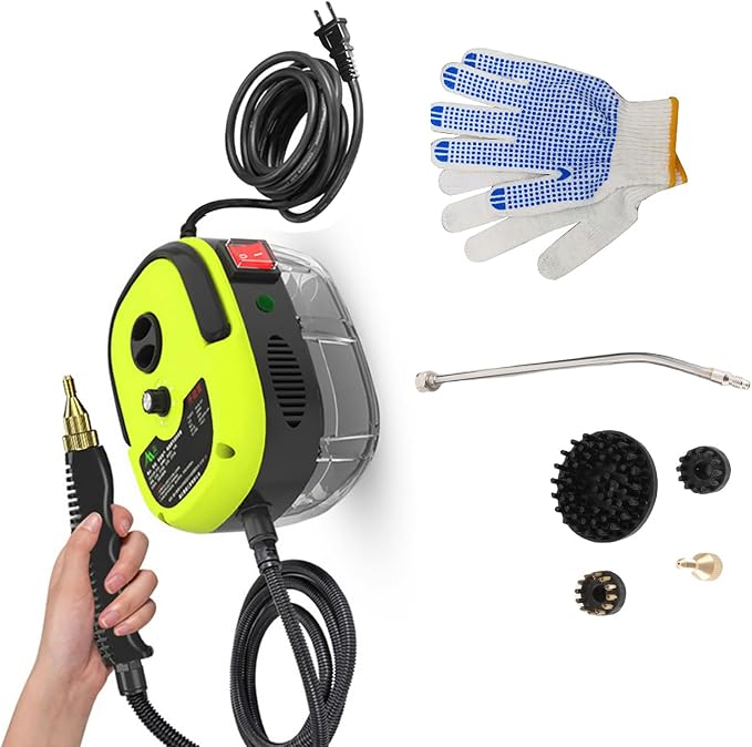 Steam Cleaner, 2500W Portable Steam Cleaner, High Temperature Pressurized Steam Cleaner Carpet Cleaner Machine for Deep Cleaning Floors, Car, Upholstered Furniture, Bathroom, Windows and More (Yellow)