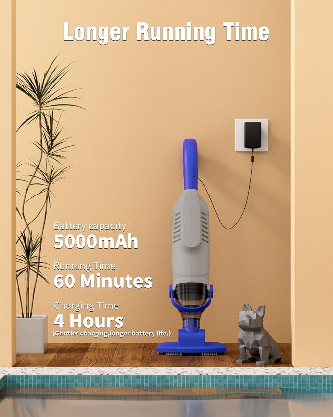 (2026 Upgrade) Little Shark Cordless Pool Vacuum, 60W Motor, 18 GPM Strong Suction, 5000mAh Battery, 60-Min Runtime, Compact Lightweight Handheld Pool Cleaner for Above Ground Pools & Hot Tubs