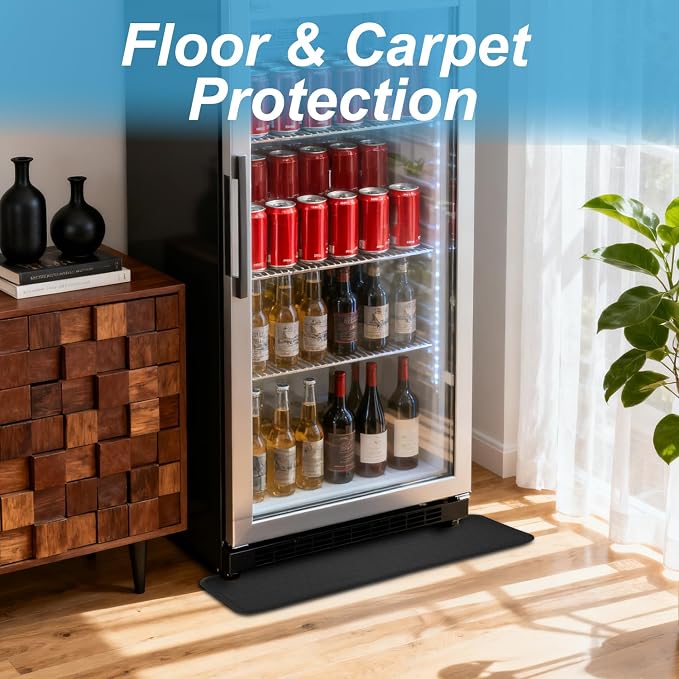 Refrigerator Mat, 27" L x 6" 1/2 D Washing Machine Spill Liner, Drip Tray and Leak Catcher Mat, Fridge Mat Prevent Water Leakage and Floor Damage from Elecrical Equipment Heavy Duty Black