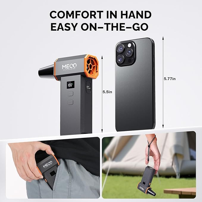 Electric Air Duster 220,000 RPM 100 Stepless Levels, Brushless Motor & LED Display Cordless Air Duster with Cleaning Kit, Mini Dust Blower for PC, Keyboard, Car, Home & Outdoor