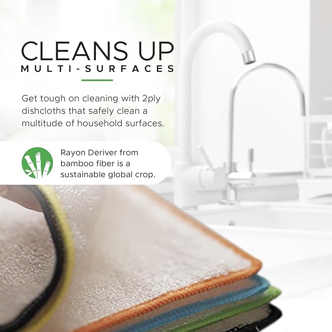 Whiffkitch DISHCLOTHS for Kitchen, Cleaning and Multi Surface Washcloth, 6"x7" and 9"x9" Bundled Set, Reusable, Washable, Scrub-Non-Scratch, Absorbent, Quick Drying, Household Essential