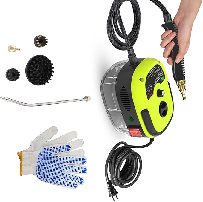 Steam Cleaner, 2500W Portable Steam Cleaner, High Temperature Pressurized Steam Cleaner Carpet Cleaner Machine for Deep Cleaning Floors, Car, Upholstered Furniture, Bathroom, Windows and More (Yellow)
