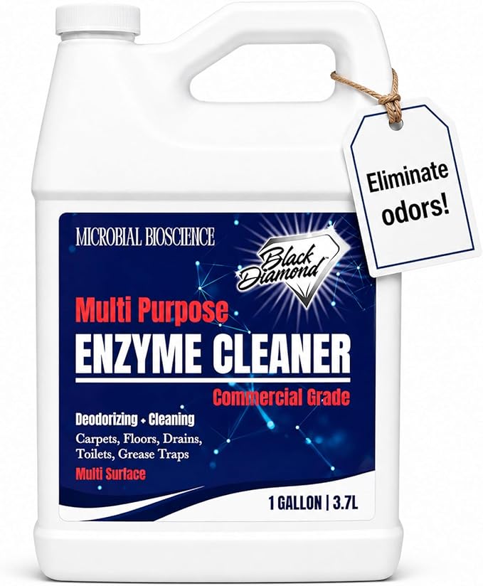 Commercial Multi-Purpose Enzyme Cleaner & Odor Eliminator | Pet & Human Urine, Stains & Odors | Carpet, Laundry, Bathroom, Drain & Trash Deodorizer | Dog, Cat, Organic Waste Remover (1 Gallon)
