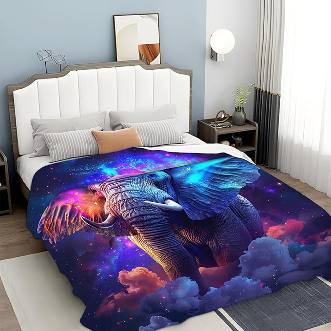 Tijuboni Elephant Throw Blanket Elephant Gifts for Girls Boys Women Men Kids Adults Soft Flannel Fleece Blanket for Couch Sofa Bed Home Decor 60"x80"