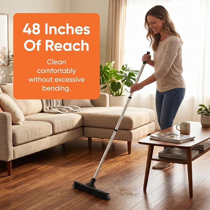 Superio 3 Part Heavy Duty Metal Handle Pole with Hanging Loop for Easy Storage, Mop Replacement Handle, Fits Most Brooms, Mops & Brushes, 48" (12 Pack)
