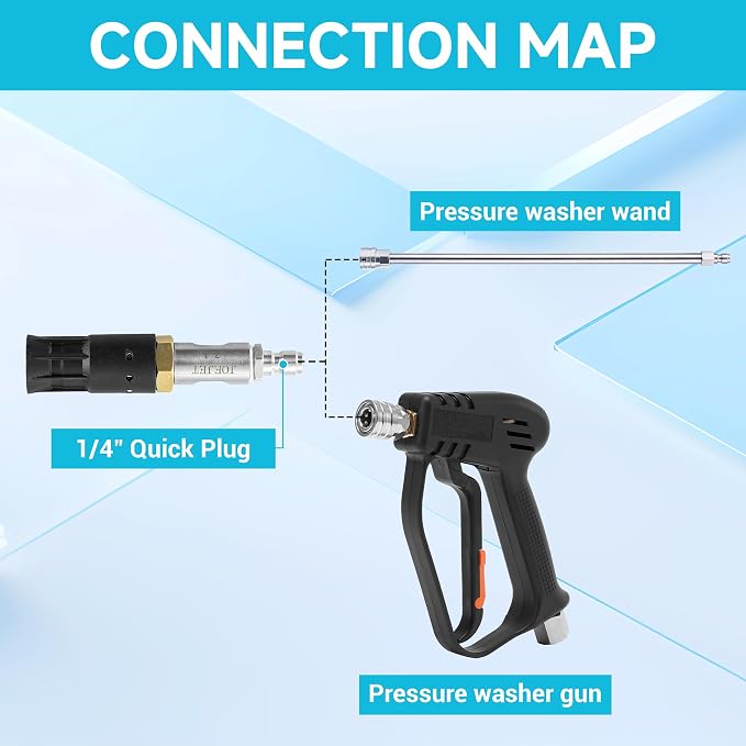 JOEJET Adjustable Downstream Soft Wash Nozzle, Twist Nozzle Range 0 to 60 degree, 1/4 Inch Quick Connect, 3-7 GPM