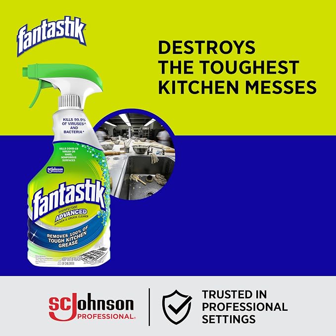 SC Johnson Professional Fantastik Advanced Kitchen & Greaser Cleaner, 32 fl oz, Pack of 8
