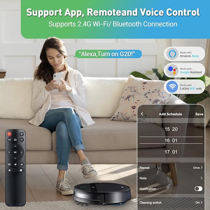 Kilgone Robot Vacuum and Mop Combo, App/Alexa Control, Smart Robot Vacuum Cleaner, Ultra-Thin, Automatic Recharge Robotic Vacuum Cleaner for Pet Hair/Carpet/Hard Floor