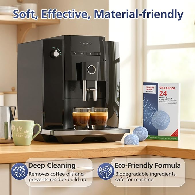 Cleaning Tablets for Jura, 24-Count Cleaning Tablets Compatible with all Jura Automatic Coffee Centers, Removes Coffee Oil Residues, Keeps Brew Unit Clean & Fresh Replaces Part # 64308
