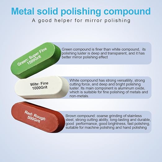 Neeki 6 Drill Buffing Wheels and 3 Polishing Compounds, Multi-Specification Wheel Kit for Metal, Stainless Steel, Jewelry, Wood, Ceramic, Glass, and Other Surfaces