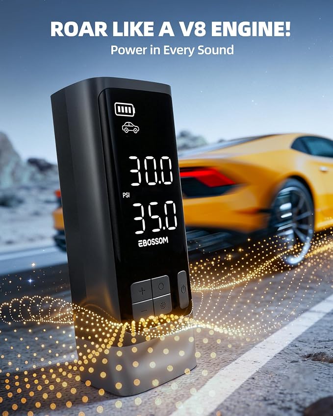 Portable Tire Inflator with Dual-Cylinder,5x Fast Inflation Car Air Compressor with Memory Function,150PSI Cordless,Tire Inflator Rechargeable with Battery,12V DC for Pickup,Car,Moto,Bikes,Balls