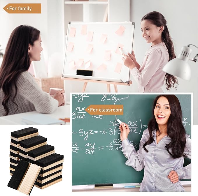 Marspark Felt Style Erasers, Cleaner Dusters Felt Chalkboard Eraser for Kids Wood Chalk Eraser for Chalkboard Cleaners Dusters for Markers White Black Boards Paint School Students Teachers(24 Pieces)