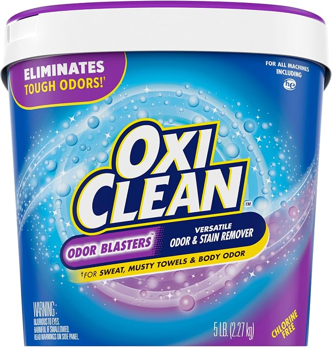Arm & Hammer Powder Laundry Detergent, 18lb Pail + OxiClean Odor Blasters Versatile Odor and Stain Remover Powder, 5 lb