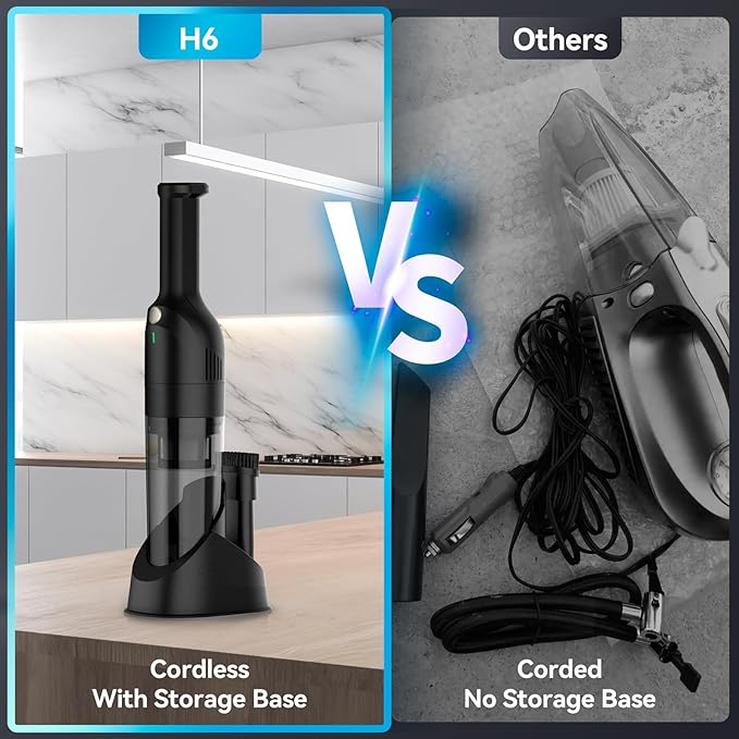 Handheld Vacuum Cordless, Rechargeable Car Vacuum Cleaner with 30 Mins Runtime, Mini Hand Vacuum with 10000 Pa Powerful Suction, Portable Hand Held Vacuum for Car Pet Hair Hardwood Floor Home (Dark)