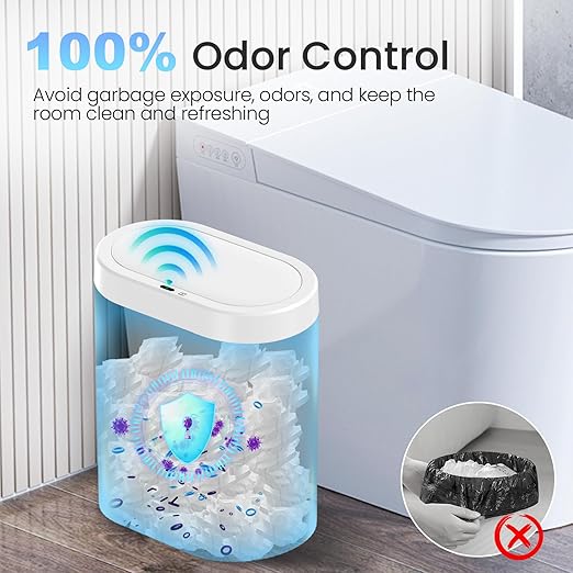 jinligogo 3 Pack 5 Gallon Bathroom Trash Can with Lid, Automatic Motion Sensor White Trash Can, Touchless Slim Waterproof Garbage Bin for Kitchen, Bedroom, Office, and Bathroom
