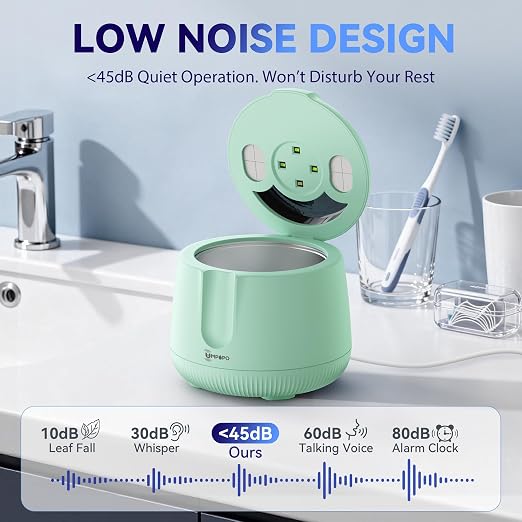 Ultrasonic Retainer Cleaner Machine 48kHz, Dental Cleaning Pod, Ultrasonic Retainer Cleaner for Dentures, Aligners, Mouth Guards, Toothbrush Heads and Jewelry with 200ML Capacity, LAB Supply | Gentle cleaning action works well on mouth guards, toothbru...