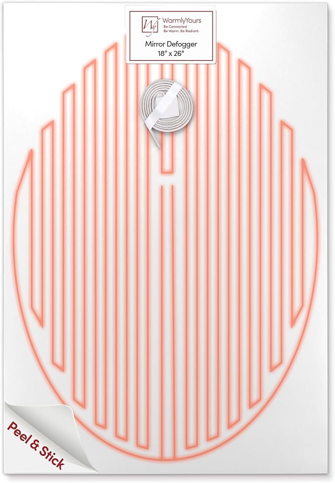 WarmlyYours Heated Mirror Defogger Oval 18x26 in. Self-Adhesive Anti Fog and Steam Electric Pad for Existing Bathroom Wall Mirrors