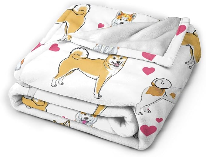 Akita Dog Gifts and Decor - Cute Throw Blanket for Girls, Women, Kids, Adults - Soft Warm Cozy Fleece Blanket for Couch, Sofa, Bed - 60"x50"