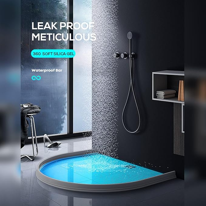 Hi-Na 3ft/5ft/6ft/8ft10ft Collapsible Shower Threshold Water Dam Water Barrier for Shower and Water Stopper Keeps Water Inside Water Threshold for Wet and Dry Separation (6ft, Grey)