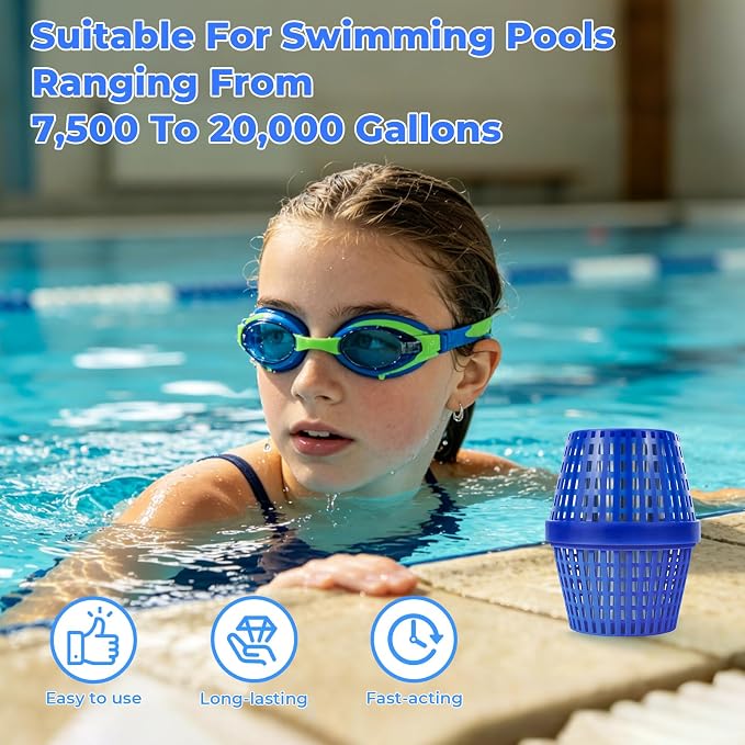 Pool Cartridge for 7.5k-20k Gallons Swimming Pools, Typically Completes Transformation Within 24–72 Hours, Lasts up to 6 Months, Blue