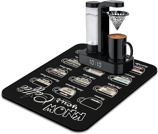 Super Absorbent Anti-Slip Silicone Dish Drying Mats - 24inx18in, Fits Countertop, Kitchen Counter, Coffee Maker, Espresso Machine