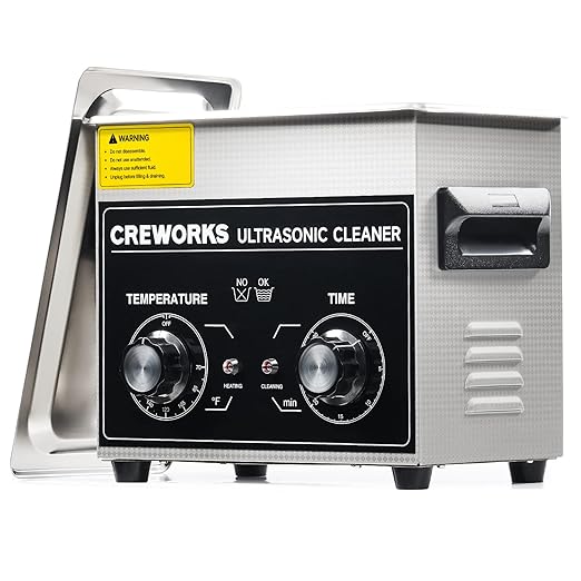 CREWORKS 3.2L Ultrasonic Cleaner with Heater & Timer, 304 Stainless Steel Sonic Cleaner, 0.8gal Ultrasonic Parts Cleaner with Knobs, 120W Professional Lab Ultrasonic Cleaner for Glasses Coin Microchip