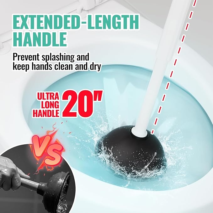 2PACK 4 in 1 Toilet Brush and Plunger Set with Crevice Cleaning Brush, Toilet Plunger and Brush Set with Extra Long Handle, Plungers for Bathroom Accessories, Toilet Plunger with Holder, White