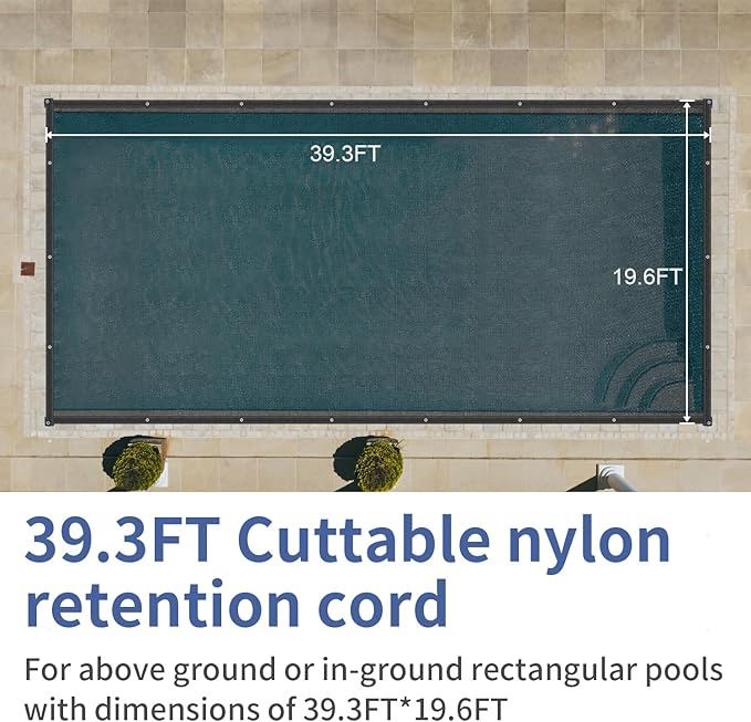 20 x 40FT Pool Leaf Net Cover -Leaf Net for Inground and Above Ground Rectangle Swimming Pools with Grommets Mesh Pool Cover