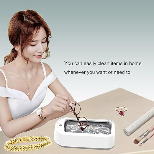 Ultrasonic Cleaner,640ML 48KHz Powerful Ultrasonic Jewelry Cleaner Machine, Sonic Glasses Cleaner for Eyeglass Ring Gold Silver Jewelry Denture Retainer Watch Dental Pod Cleaning