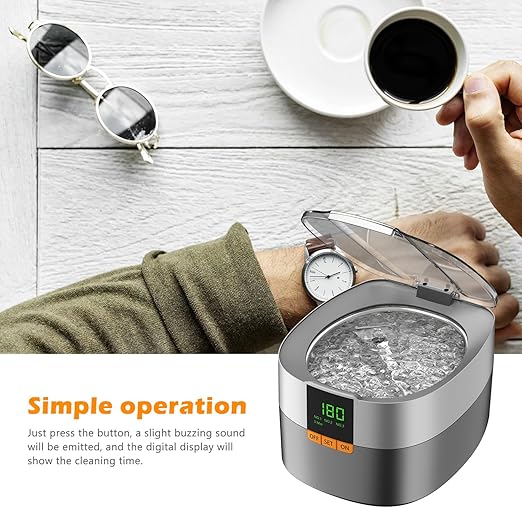 KECOOLKE Ultrasonic Jewelry Cleaning Machine, 750ml Sonic Cleaner with Digital Timer for Eyeglasses, Rings，Silver， Cleaner Solution for Gifts
