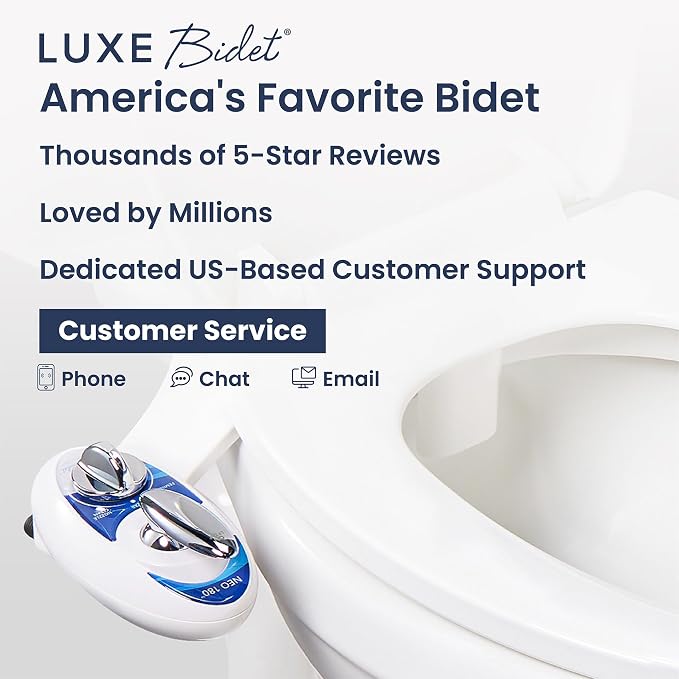 LUXE Bidet NEO 180 - Dual Nozzle, Self-Cleaning, Non-Electric Bidet Attachment for Toilet Seat, Adjustable Water Pressure, Rear & Feminine Wash, with Lever Control (Blue)