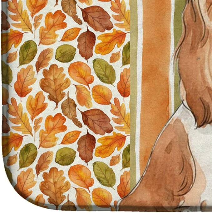Caroline's Treasures Blenheim Cavalier Spaniel Heirloom Fall Dish Drying Mat Absorbent Dish Drying Mat Pad for Kitchen Counter Dish Drainer Mat for Countertop, 14 x 21", Multicolor