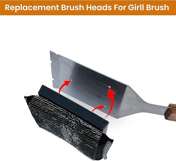 Bristle-Free Brush & Scraper Replacement Head – Joona Refill for BBQ Cleaning – Safe No-Scratch Grill Cleanser – Heavy-Duty Barbecue Tool – Pack of 1