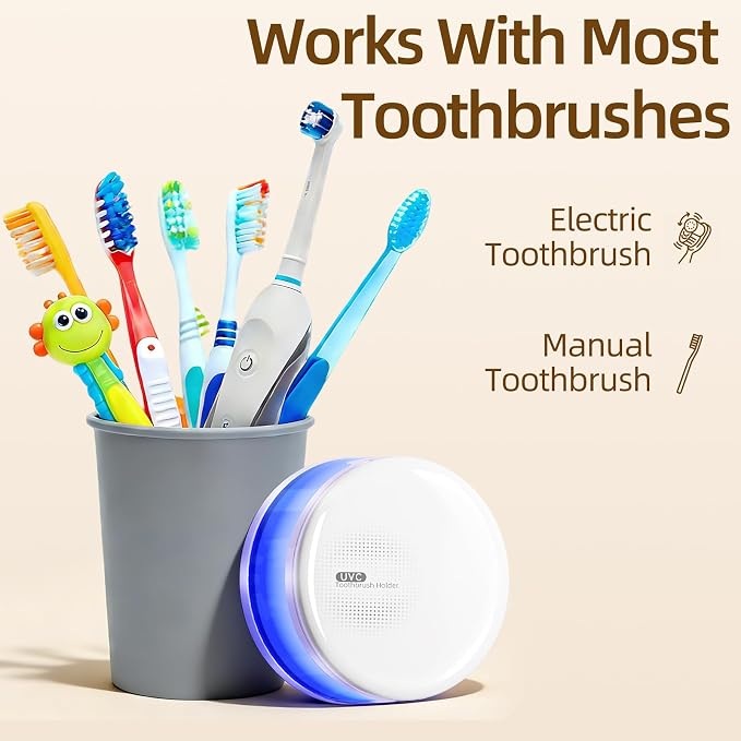 Toothbrush Sanitizer Holder for Bathroom, Wall-Mounted Organizer with Dynamic Ambient Light & Air Drying, Travel Dustproof Case, Fits Electric/Manual/Kids’ Toothbrushes