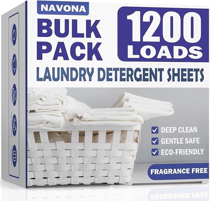 1200 Loads Laundry Detergent Sheets, Eco-friendly Laundry Sheets, Powerful Cleaning, Suitable for Homes, Dorms, and Apartments - [Fragrance-Free]