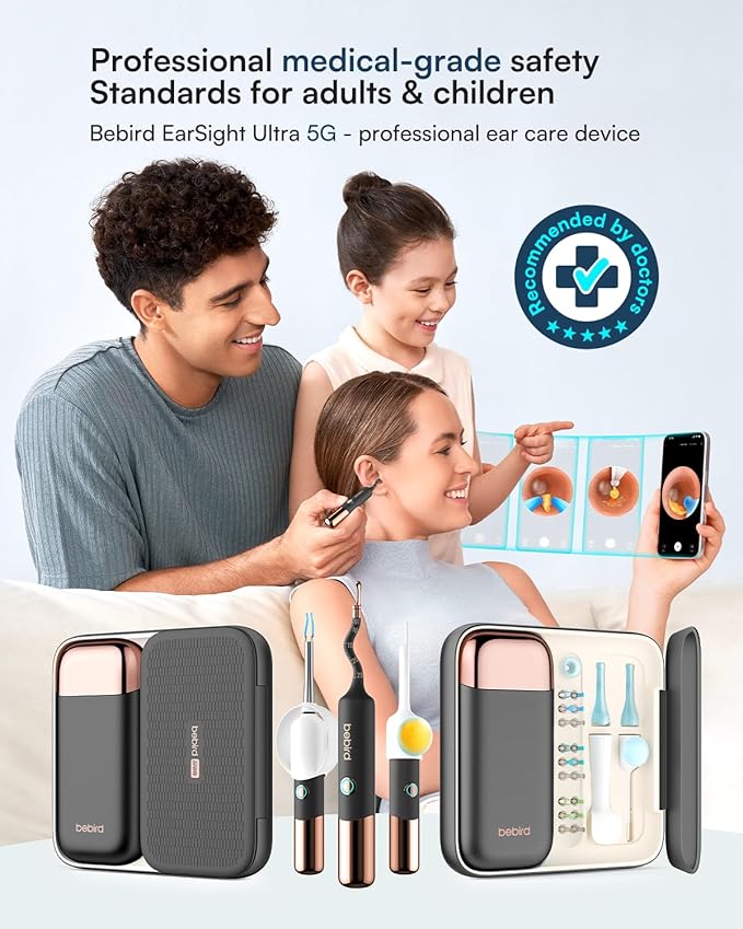 Bebird Earsight Ultra Ear Wax Removal Kit,2K HD Visual Ear Cleaner with Camera,FSA/HSA Eligible Flexible Ear Camera with 90-Minute Battery & Enhanced Light,Ear Cleaning Tool for Adults & Kids