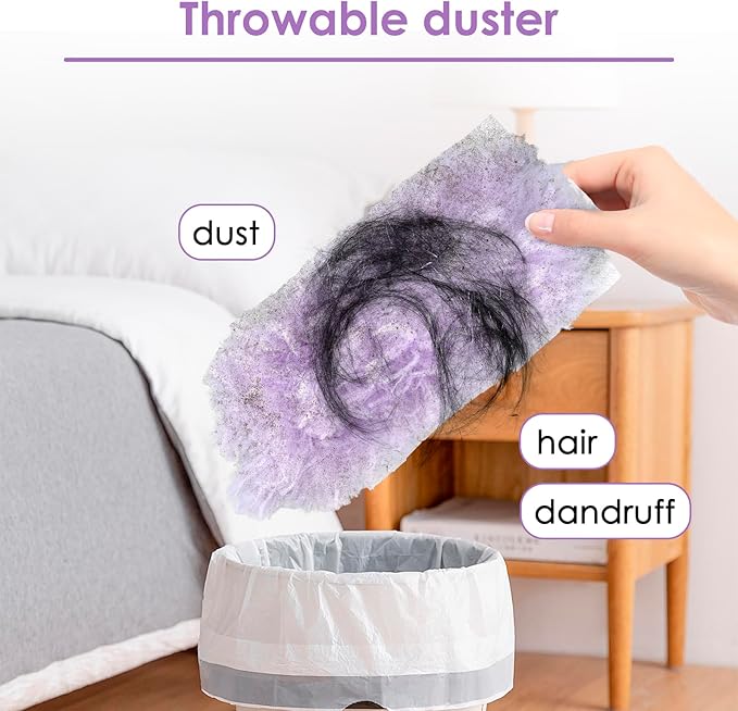 50 Count Feather Duster Refills for Swiffer Dusters Handle, 360 Degree Multi-Surface Duster Refill Kit with 1 Extra Handle, Disposable Dust Removal Brush Heads for Electronics Furniture, Car Interior