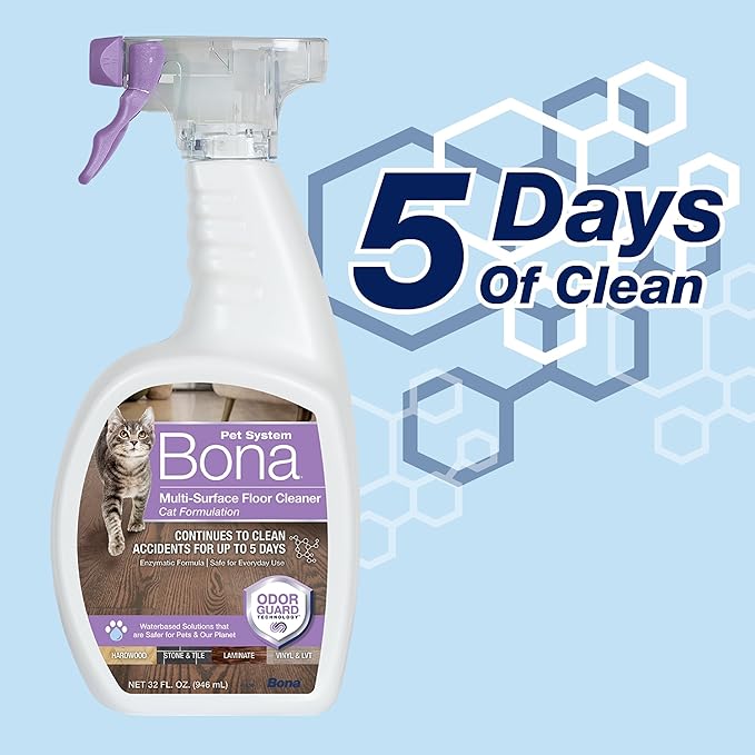 Bona Pet System Bundle for Cats - Includes Premium Pet Microfiber Mop for Multi-Surface Floors + Pet System Microfiber Sweeping Pad + Floor Cleaner, Cat Formulation 32 fl Oz