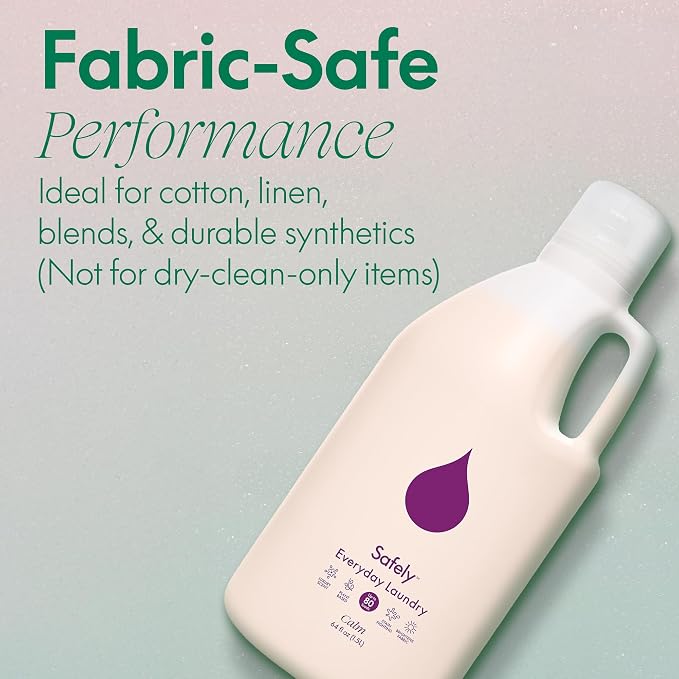 Safely Everyday Laundry Detergent Liquid Soap,Calm 4 Pack–Plant Powered,Natural & Highly Concentrated-Fight Stains & Wash Away Dirt, Impurities While Preserving Colors, Gentle On Skin, 64 fl oz Each